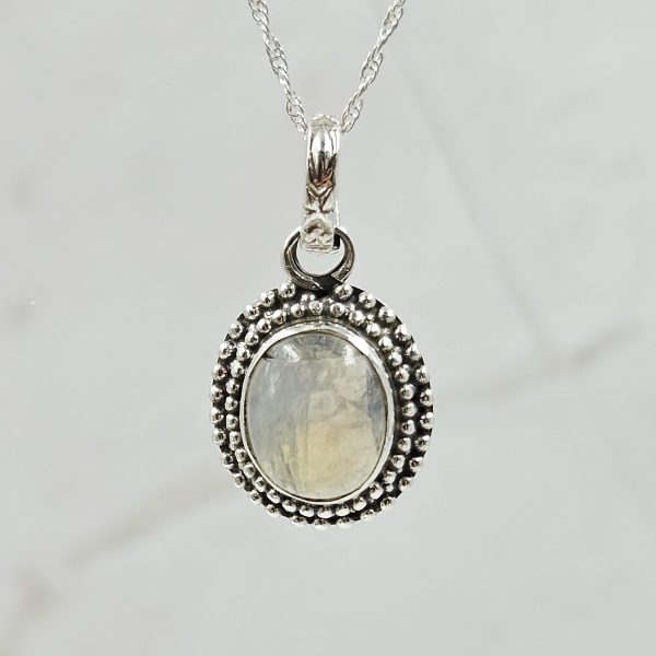 Rainbow Moonstone 1" 925 Sterling Silver Pendant (RS7-106)