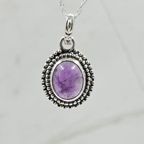 Amethyst 1" 925 Sterling Silver Pendant (RS7-105)