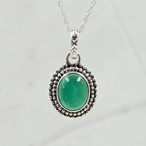 Green Onyx 1" 925 Sterling Silver Pendant (RS7-103)