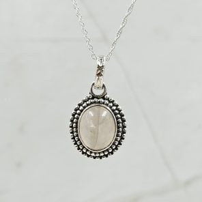 Rose Quartz 1" 925 Sterling Silver Pendant (RS7-102)