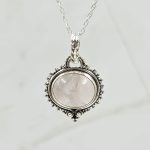 Rose Quartz 1" 925 Sterling Silver Pendant (RS7-97)
