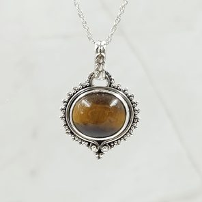Tiger's Eye 1" 925 Sterling Silver Pendant (RS7-95)