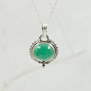 Green Onyx 1" 925 Sterling Silver Pendant (RS7-94)