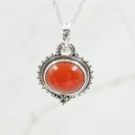 Carnelian 1" 925 Sterling Silver Pendant (RS7-93)