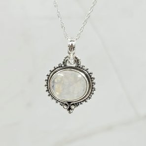 Rainbow Moonstone 1" 925 Sterling Silver Pendant (RS7-90)