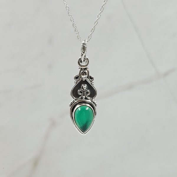 Green Onyx 1.25" 925 Sterling Silver Pendant (RS7-89)