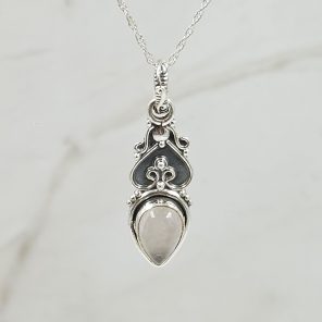 Rose Quartz 1.25" 925 Sterling Silver Pendant (RS7-81)