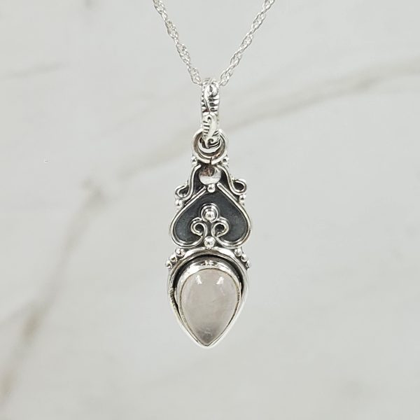 Rose Quartz 1.25" 925 Sterling Silver Pendant (RS7-81)