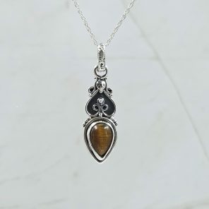 Tiger's Eye 1.25" 925 Sterling Silver Pendant (RS7-87)