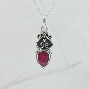 Ruby 1.25" 925 Sterling Silver Pendant (RS7-84)
