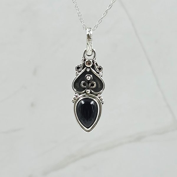 Black Onyx 1.25" 925 Sterling Silver Pendant (RS7-83)
