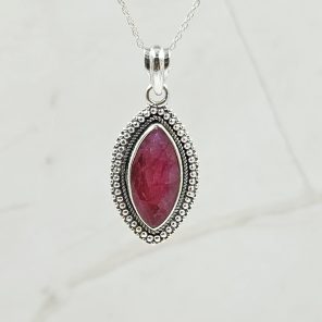 Ruby 1.25" 925 Sterling Silver Pendant (RS7-144)