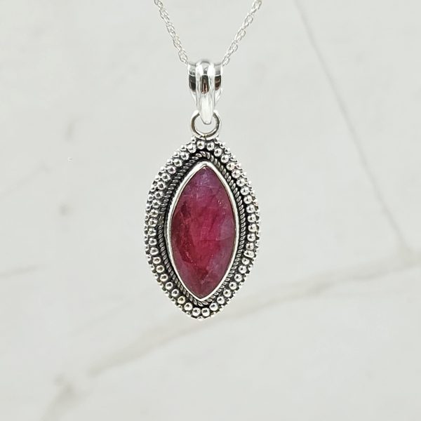 Ruby 1.25" 925 Sterling Silver Pendant (RS7-144)