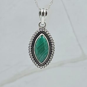 Malachite 1.25" 925 Sterling Silver Pendant (RS7-146)