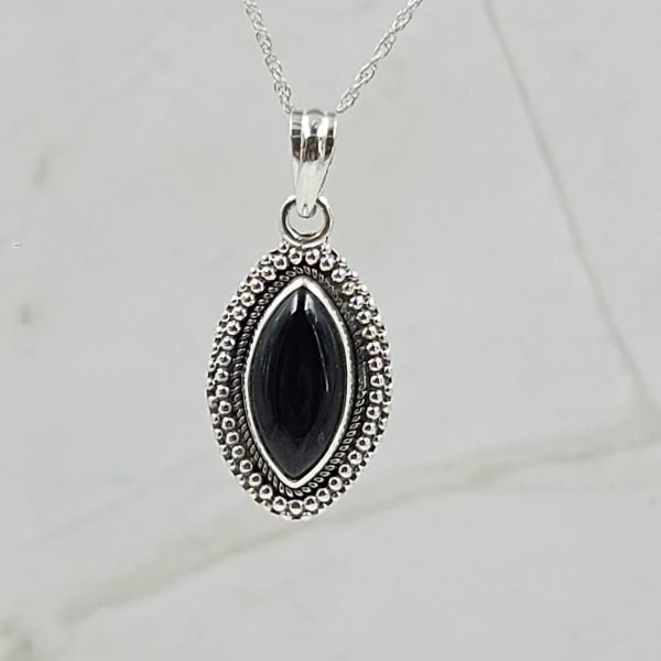 Black Onyx 1.25" 925 Sterling Silver Pendant (RS7-152)