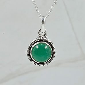 Green Onyx 0.75" 925 Sterling Silver Pendant (RS7-155)
