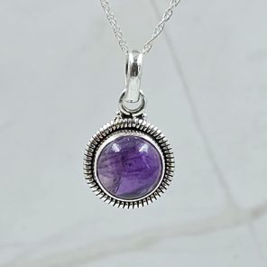 Amethyst 0.75" 925 Sterling Silver Pendant (RS7-156)