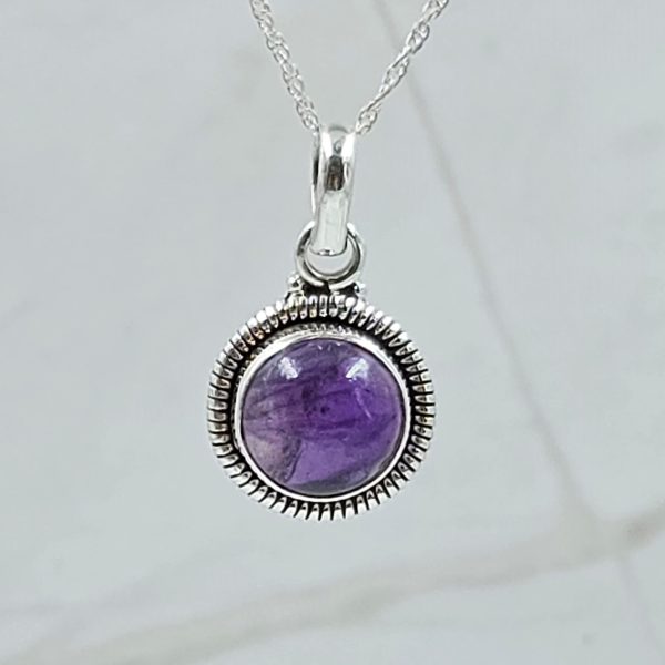 Amethyst 0.75" 925 Sterling Silver Pendant (RS7-156)