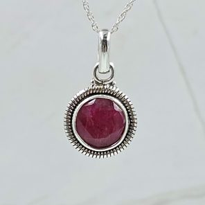 Ruby 0.75" 925 Sterling Silver Pendant (RS7-157)