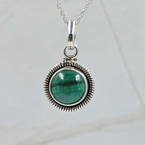 Malachite 0.75" 925 Sterling Silver Pendant (RS7-159)