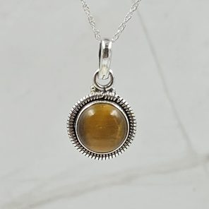 Tiger's Eye 0.75" 925 Sterling Silver Pendant (RS7-164)