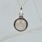 Rose Quartz 0.75" 925 Sterling Silver Pendant (RS7-165)