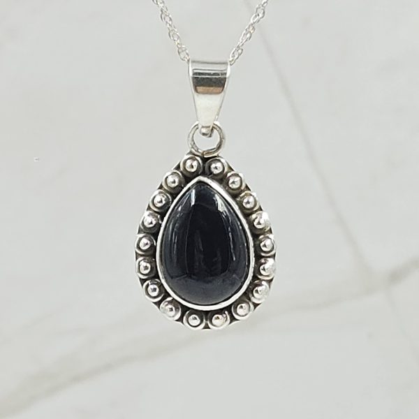 Black Onyx 1" 925 Sterling Silver Pendant (RS7-169)