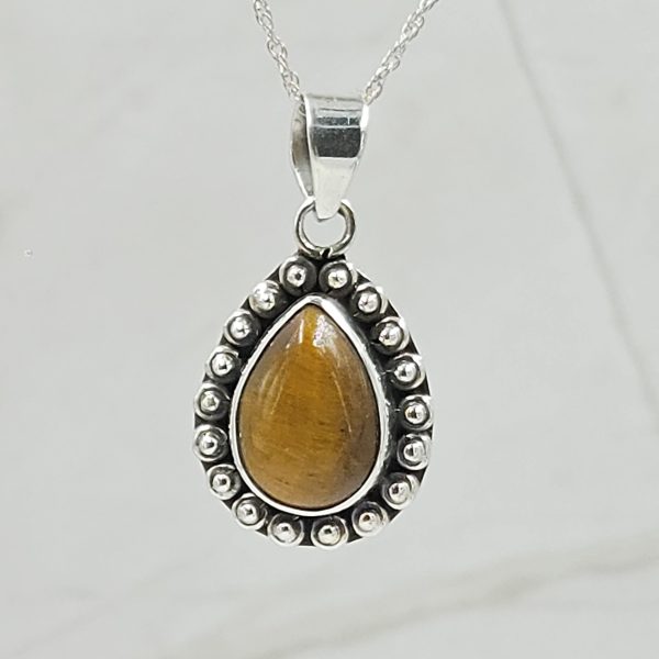 Tiger's Eye 1" 925 Sterling Silver Pendant (RS7-172)