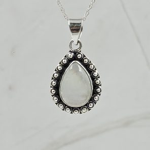 Rainbow Moonstone 1" 925 Sterling Silver Pendant (RS7-173)