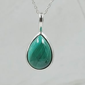 Malachite 0.75" 925 Sterling Silver Pendant (RS7-183)