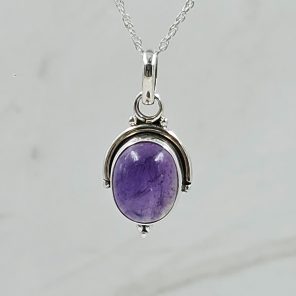 Amethyst 0.75" 925 Sterling Silver Pendant (RS7-188)