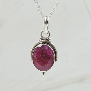 Ruby 0.75" 925 Sterling Silver Pendant (RS7-190)