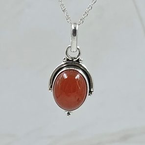 Carnelian 0.75" 925 Sterling Silver Pendant (RS7-192)