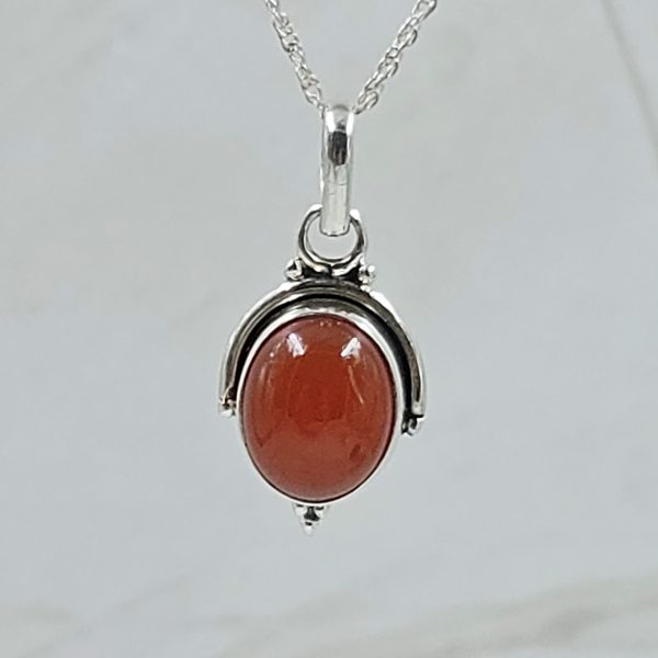 Carnelian 0.75" 925 Sterling Silver Pendant (RS7-192)