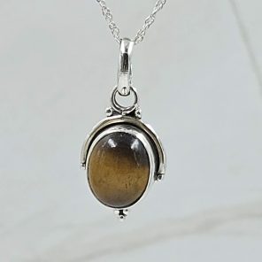 Tiger's Eye 0.75" 925 Sterling Silver Pendant (RS7-195)