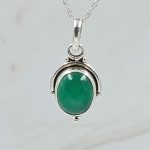 Green Onyx 0.75" 925 Sterling Silver Pendant (RS7-197)