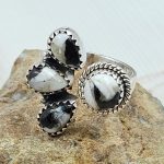 White Buffalo Turquoise 925 Sterling Silver Bypass  Ring (RS49-12)