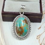 Kingman Turquoise 1.6" 925 Sterling Silver Pendant (REXT40-269)