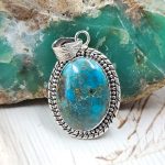 Kingman Turquoise 1.6" 925 Sterling Silver Pendant (REXT40-285)