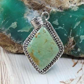 Kingman Turquoise 1.75" 925 Sterling Silver Pendant (REXT40-291)
