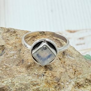 Dainty Rainbow Moonstone 925 Sterling Silver Ring (RS46-15)