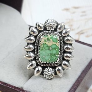 Sonoran Gold Turquoise Size US 7 925 Sterling Silver Ring (RS48-14)