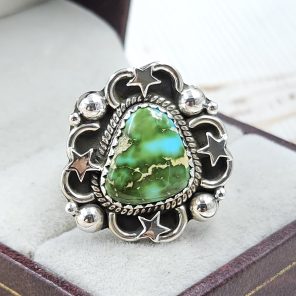 Sonoran Gold Turquoise Size US 8 925 Sterling Silver Ring (RS48-13)