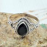 Dainty Black Onyx 925 Sterling Silver Ring (RS46-8)