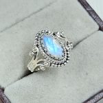 Dainty Rainbow Moonstone 925 Sterling Silver Ring (RS27-44)