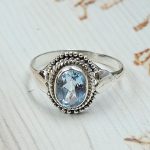 Dainty Blue Topaz 925 Sterling Silver Ring (RS47-37)