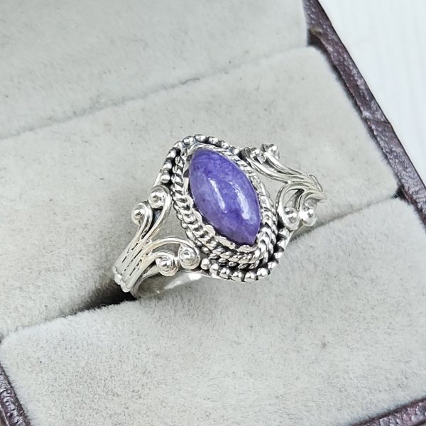 Dainty Charoite 925 Sterling Silver Ring (RS48-8) - Image 2