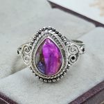 Dainty Pink Dahlia Turquoise 925 Sterling Silver Ring (RS46-4)