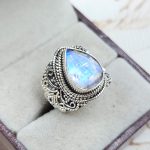 Rainbow Moonstone 925 Sterling Silver Ring (REXT27-315)