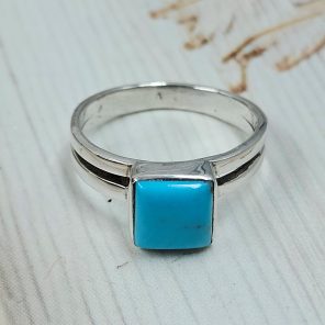 Kingman Turquoise 925 Sterling Silver Ring (REXT28-255)